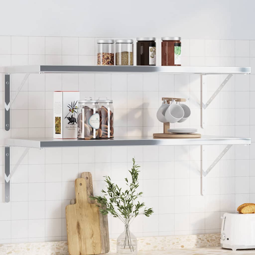vidaXL Shelf Brackets 4 pcs. 40x2.5x25 cm Silver Stainless Steel