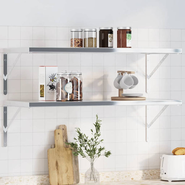 vidaXL Shelf Brackets 4 pcs. 40x2.5x25 cm Silver Stainless Steel