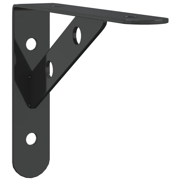 vidaXL Shelf Brackets 4 pcs. 15x2.5x11.5 cm Black Stainless Steel