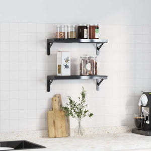 vidaXL Shelf Brackets 4 pcs. 15x2.5x11.5 cm Black Stainless Steel