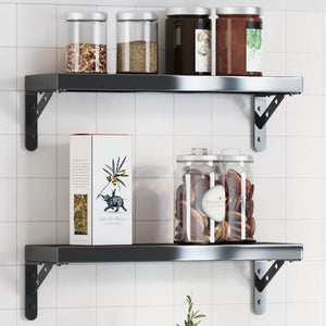 vidaXL Shelf Brackets 4 pcs. 15x2.5x11.5 cm Black Stainless Steel