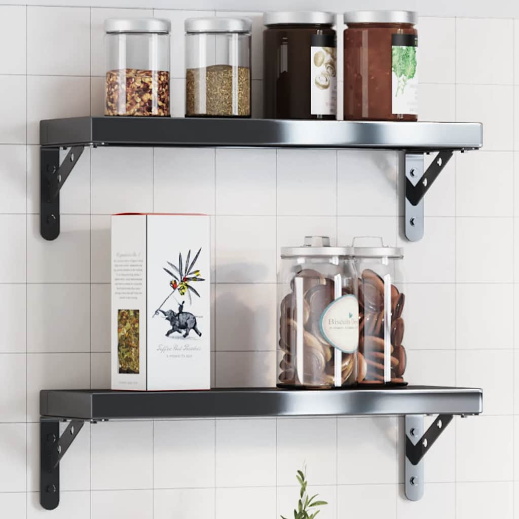 vidaXL Shelf Brackets 4 pcs. 15x2.5x11.5 cm Black Stainless Steel
