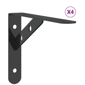 vidaXL Shelf Brackets 4 pcs. 20x2.5x14 cm Black Stainless Steel