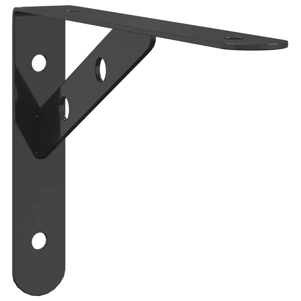 vidaXL Shelf Brackets 4 pcs. 20x2.5x14 cm Black Stainless Steel