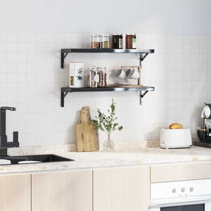 vidaXL Shelf Brackets 4 pcs. 20x2.5x14 cm Black Stainless Steel