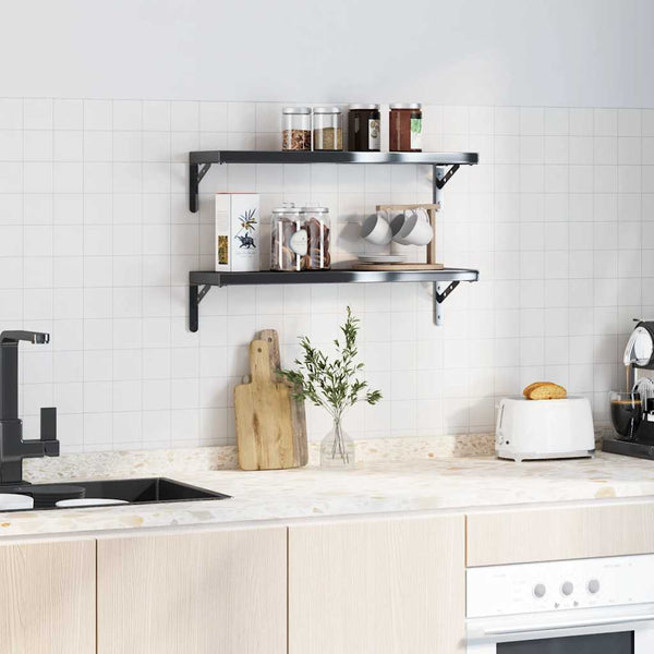 vidaXL Shelf Brackets 4 pcs. 20x2.5x14 cm Black Stainless Steel