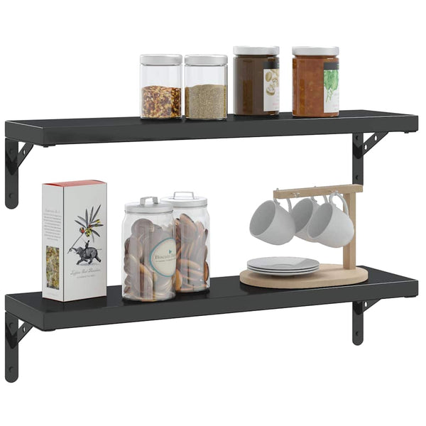 vidaXL Shelf Brackets 4 pcs. 20x2.5x14 cm Black Stainless Steel