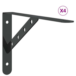 vidaXL Shelf Brackets 4 pcs. 30x2.5x15.5 cm Black Stainless Steel