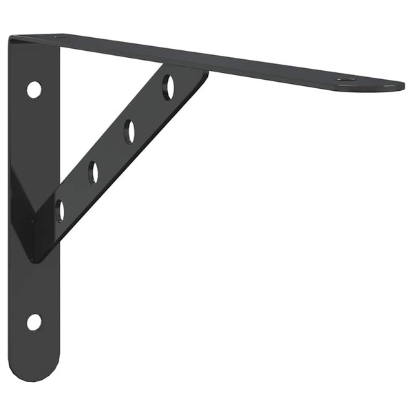 vidaXL Shelf Brackets 4 pcs. 30x2.5x15.5 cm Black Stainless Steel