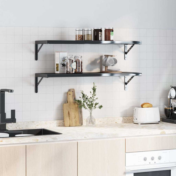 vidaXL Shelf Brackets 4 pcs. 30x2.5x15.5 cm Black Stainless Steel