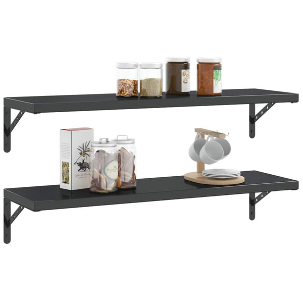 vidaXL Shelf Brackets 4 pcs. 30x2.5x15.5 cm Black Stainless Steel