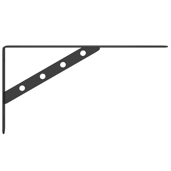 vidaXL Shelf Brackets 4 pcs. 30x2.5x15.5 cm Black Stainless Steel