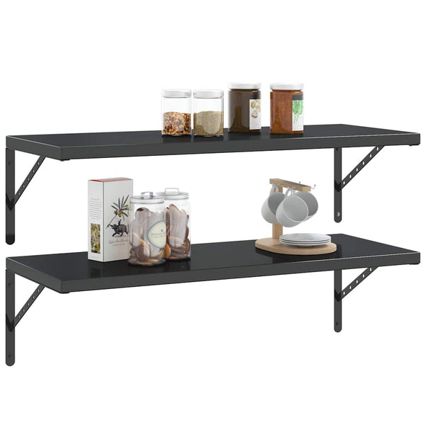 vidaXL Shelf Brackets 4 pcs. 40x2.5x25 cm Black Stainless Steel
