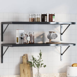 vidaXL Shelf Brackets 4 pcs. 40x2.5x25 cm Black Stainless Steel