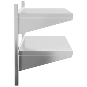 vidaXL Wall Shelf with 2 Tiers 100x40x60 cm Silver Stainless Steel