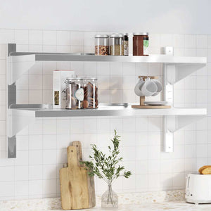 vidaXL Wall Shelf with 2 Tiers 100x40x60 cm Silver Stainless Steel