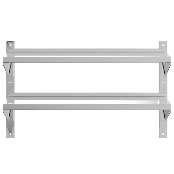 vidaXL Wall Shelf with 2 Tiers 100x30x60 cm Silver Stainless Steel