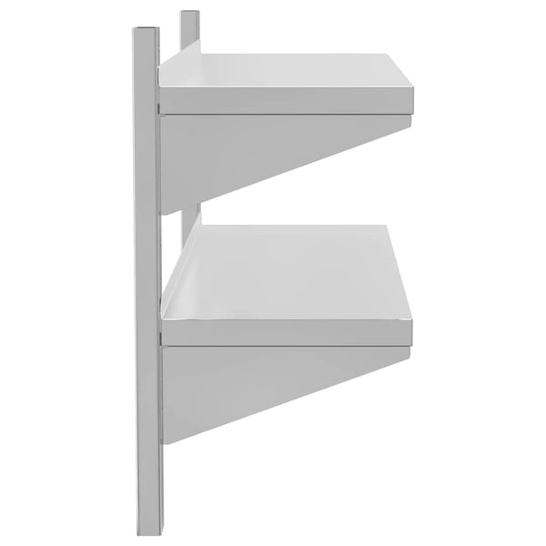 vidaXL Wall Shelf with 2 Tiers 100x30x60 cm Silver Stainless Steel