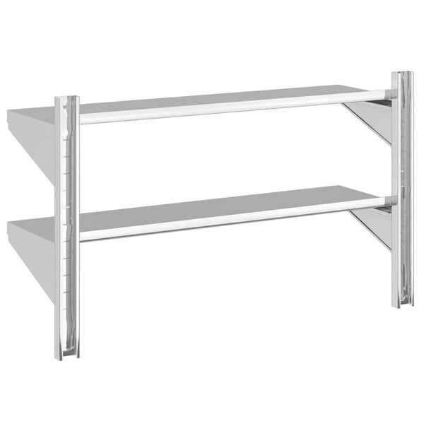 vidaXL Wall Shelf with 2 Tiers 100x30x60 cm Silver Stainless Steel