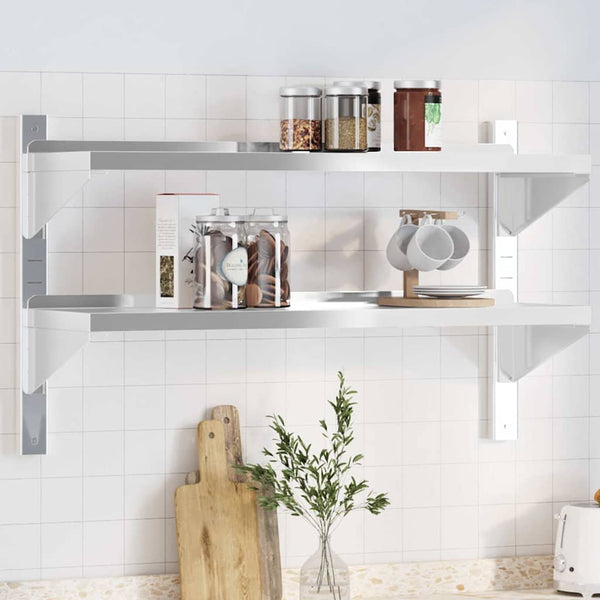 vidaXL Wall Shelf with 2 Tiers 100x30x60 cm Silver Stainless Steel
