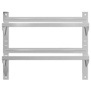 vidaXL Wall Shelf with 2 Tiers 75x30x60 cm Silver Stainless Steel