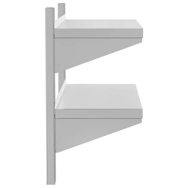 vidaXL Wall Shelf with 2 Tiers 75x30x60 cm Silver Stainless Steel