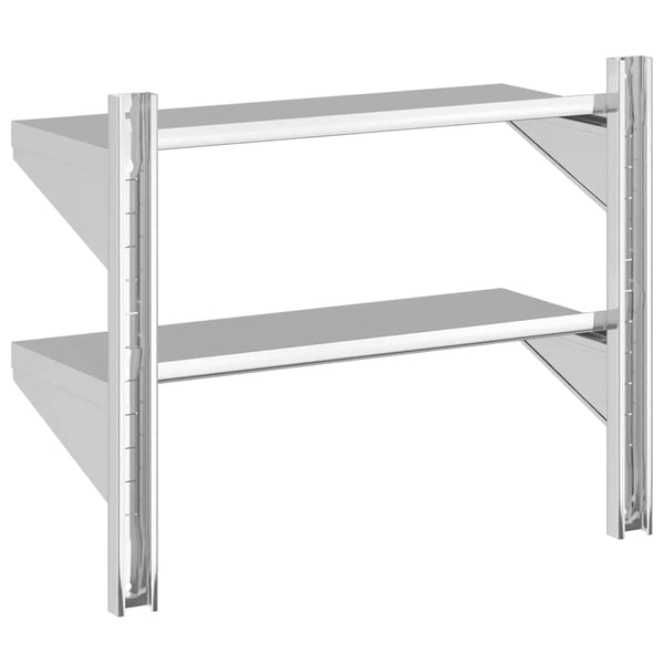 vidaXL Wall Shelf with 2 Tiers 75x30x60 cm Silver Stainless Steel