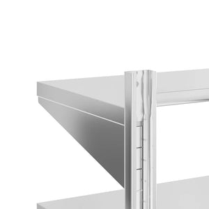vidaXL Wall Shelf with 2 Tiers 75x30x60 cm Silver Stainless Steel