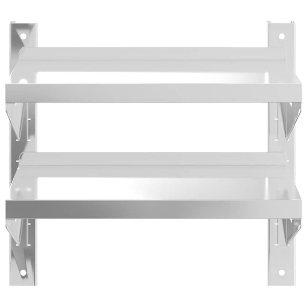 vidaXL Wall Shelf with 2 Tiers 50x23.5x48 cm Silver Stainless Steel