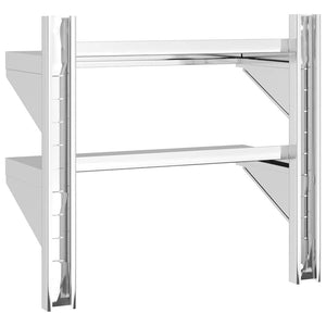 vidaXL Wall Shelf with 2 Tiers 50x23.5x48 cm Silver Stainless Steel