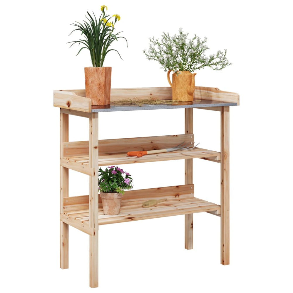 vidaXL Potting Bench with Shelves 78x38x82.5 cm Solid Fir Wood