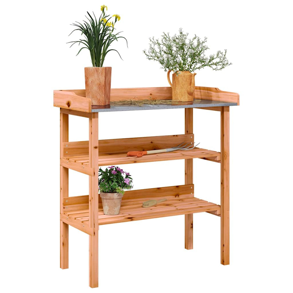 vidaXL Potting Bench with Shelves Brown 78x38x82.5 cm Solid Fir Wood