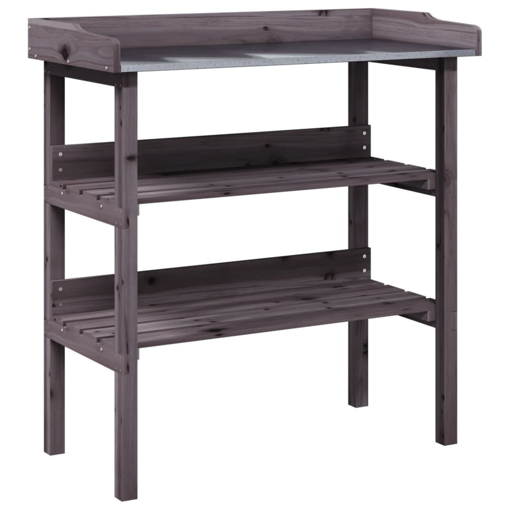vidaXL Potting Bench with Shelves Grey 78x38x82.5 cm Solid Fir Wood