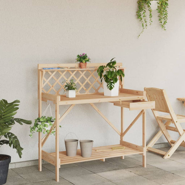 vidaXL Potting Bench with Trellis Solid Fir Wood