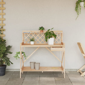 vidaXL Potting Bench with Trellis Solid Fir Wood