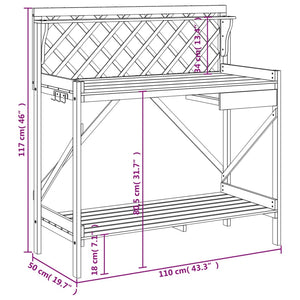 vidaXL Potting Bench with Trellis Solid Fir Wood