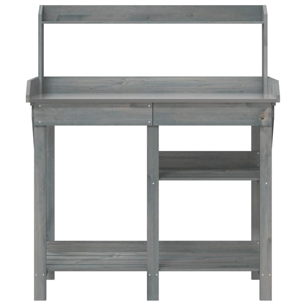 vidaXL Potting Bench with Shelves Grey Solid Fir Wood