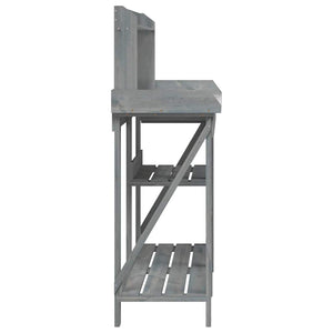 vidaXL Potting Bench with Shelves Grey Solid Fir Wood