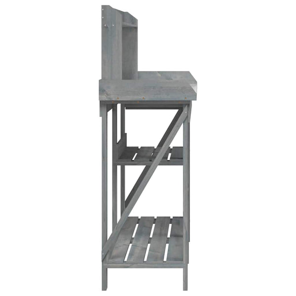 vidaXL Potting Bench with Shelves Grey Solid Fir Wood