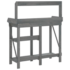 vidaXL Potting Bench with Shelves Grey Solid Fir Wood