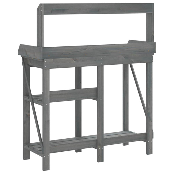 vidaXL Potting Bench with Shelves Grey Solid Fir Wood