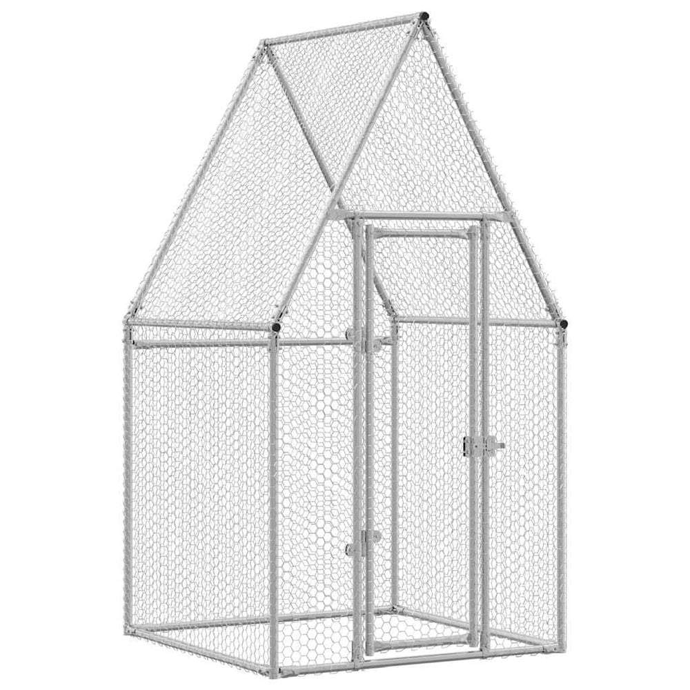 vidaXL Chicken Coop Silver 100x100x190 cm Galvanized Steel