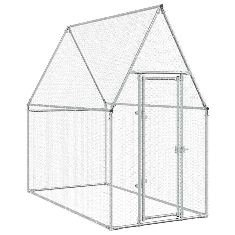 vidaXL Chicken Coop Silver 200x100x190 cm Galvanized Steel