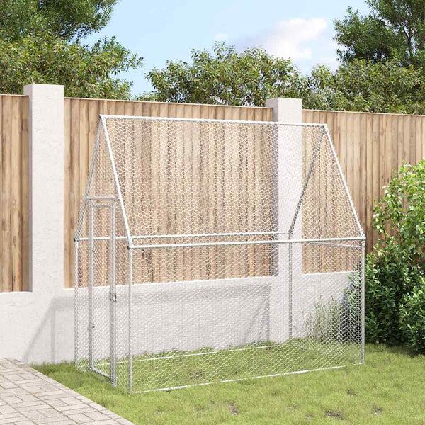vidaXL Chicken Coop Silver 200x100x190 cm Galvanized Steel