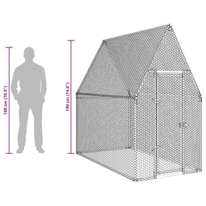 vidaXL Chicken Coop Silver 200x100x190 cm Galvanized Steel