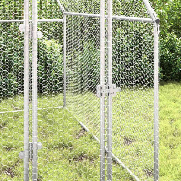 vidaXL Chicken Coop Silver 200x100x190 cm Galvanized Steel