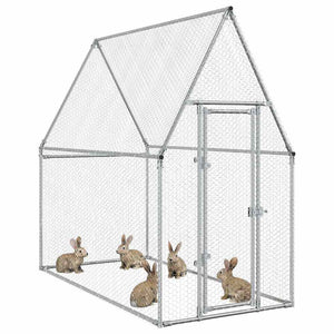 vidaXL Chicken Coop Silver 200x100x190 cm Galvanized Steel