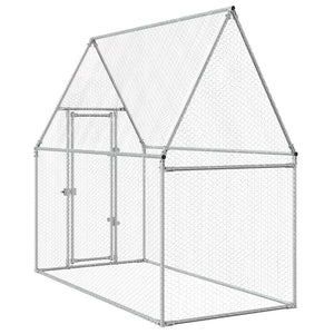 vidaXL Chicken Coop Silver 200x100x190 cm Galvanized Steel