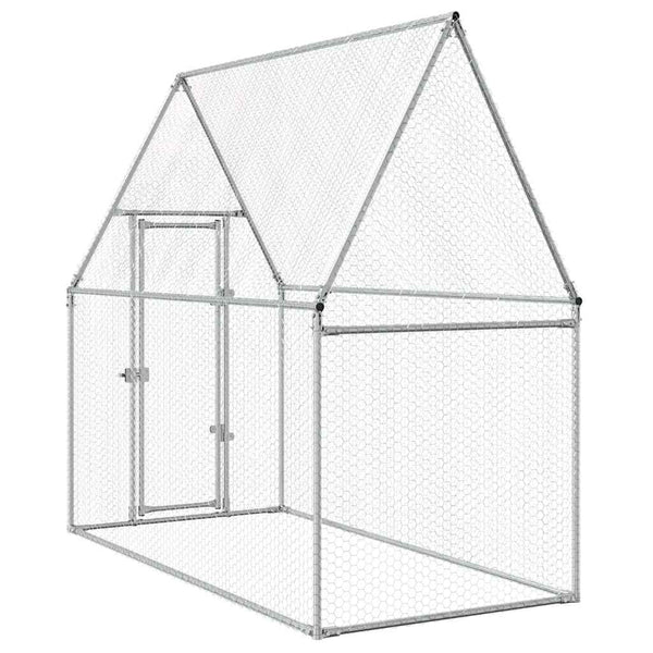 vidaXL Chicken Coop Silver 200x100x190 cm Galvanized Steel