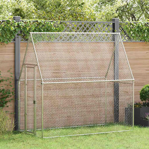 vidaXL Chicken Coop Silver 200x100x190 cm Galvanized Steel